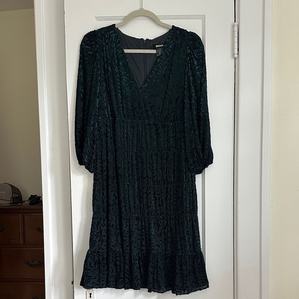 DKNY Dark Green Long Sleeve Dress